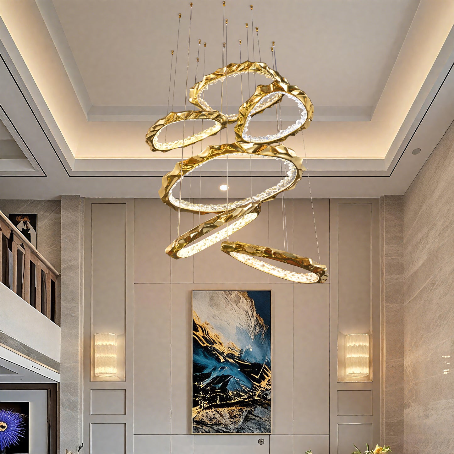 Luxurious Helix Golden Chandelier