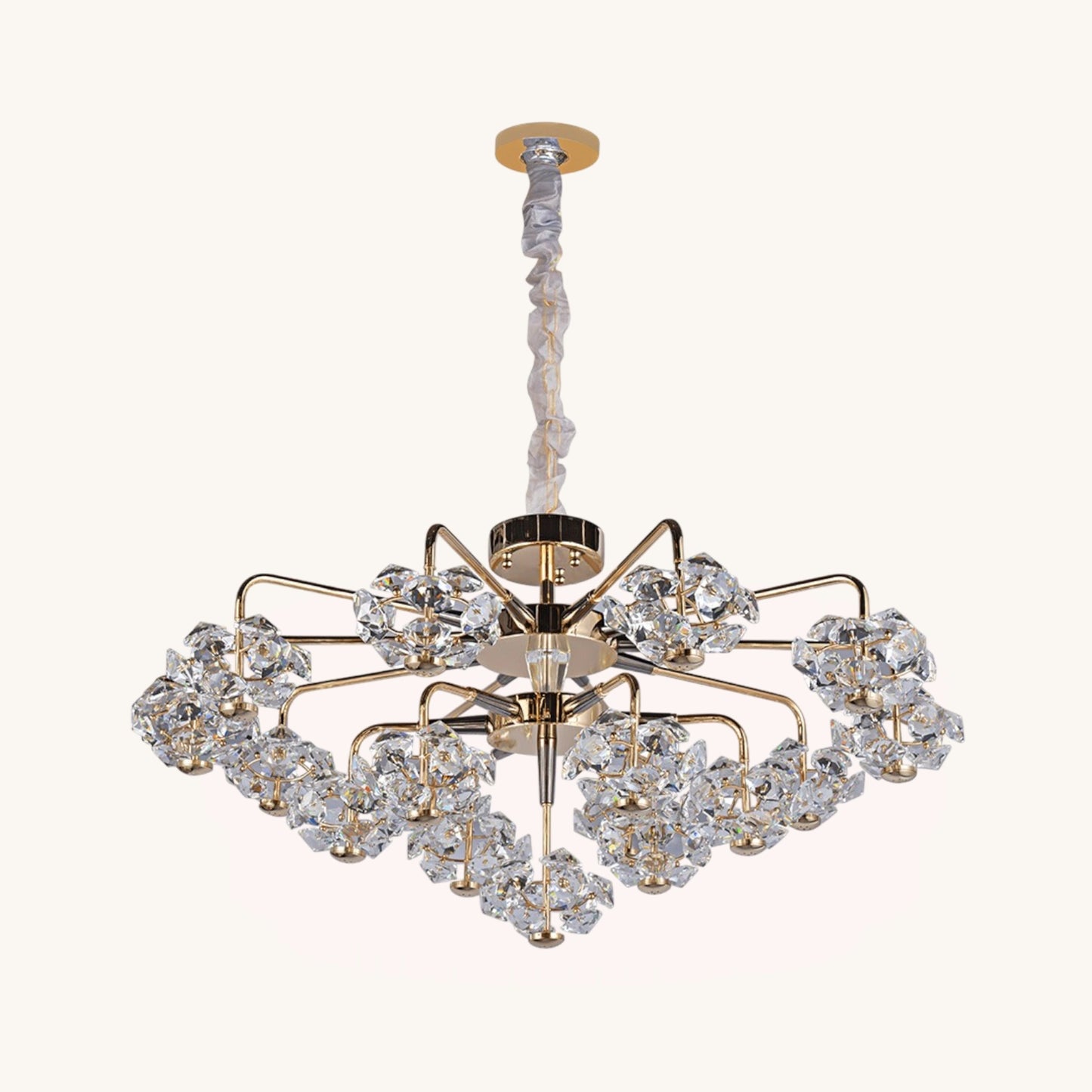 Glistening Crystal Cluster - Golden Twirl Chandelier
