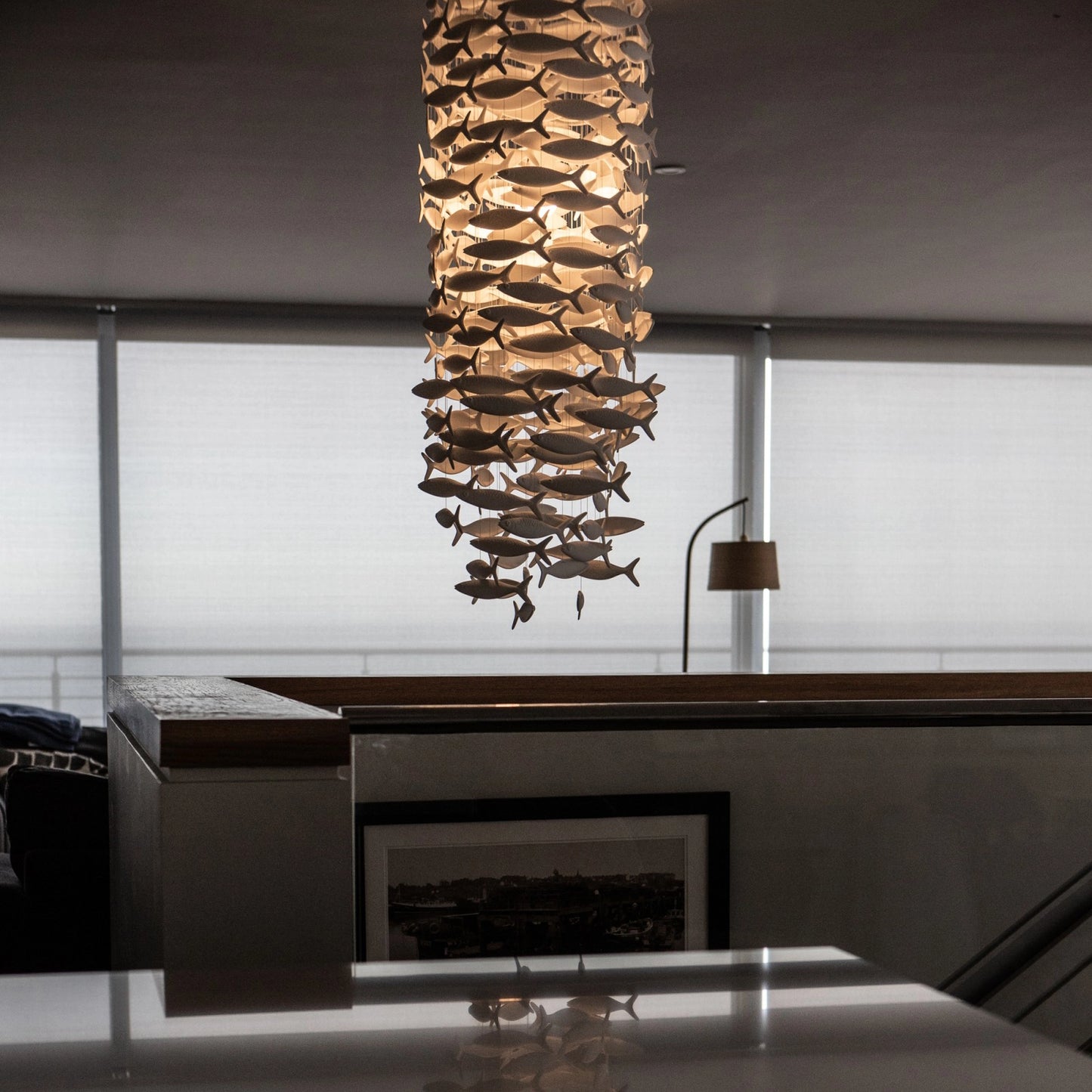 Shoal Oval Shape Porcelain Fish Chandelier