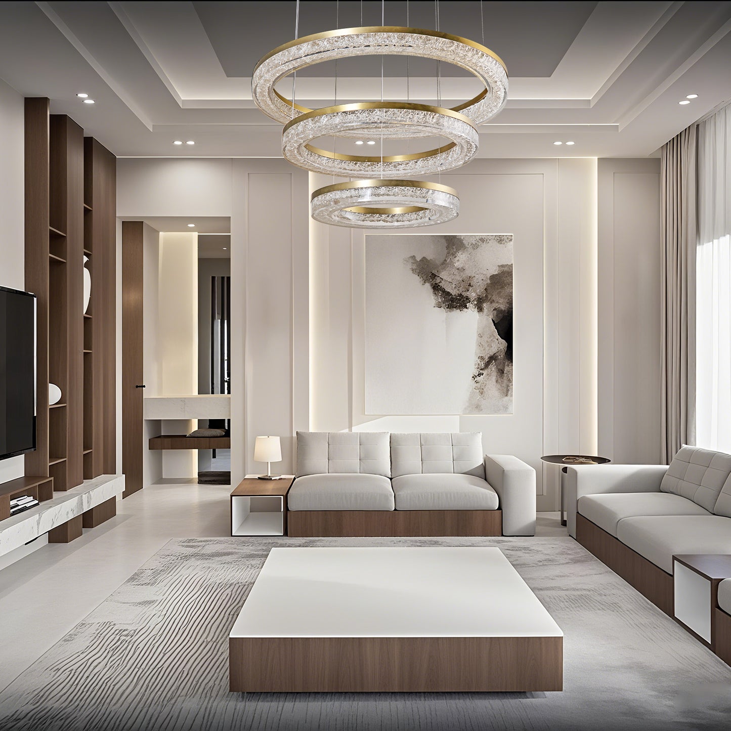 Aureate Ring - Cascading Illumination Chandelier