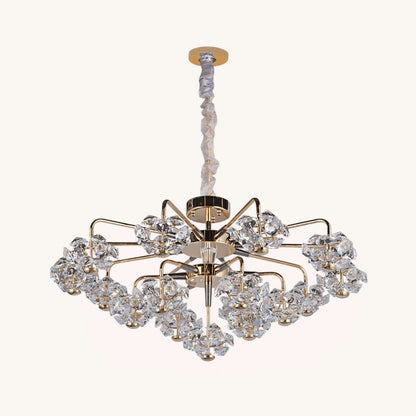 Glistening Crystal Cluster - Golden Twirl Chandelier