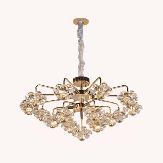 Glistening Crystal Cluster - Golden Twirl Chandelier