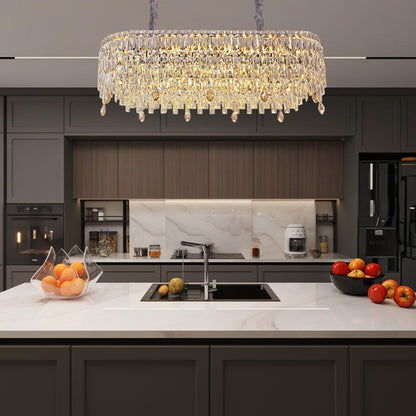 Sparkling Crystal Elegance - Oval Suspended Chandelier